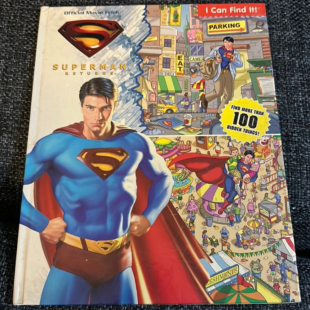 Superman Returns 2006 1st Edition & Marvel Spider-Man Look Find Book Lot